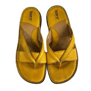 Born Sunny Yellow Leather Thong Sandal